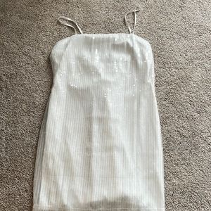 White sequin mini dress